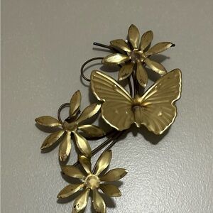 Gold Butterfly and Flower wall art